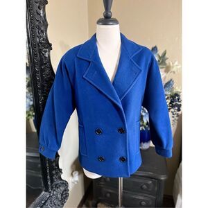 Authentic Mackintosh Vintage Blue Wool Pea Coat Size 4 Petite